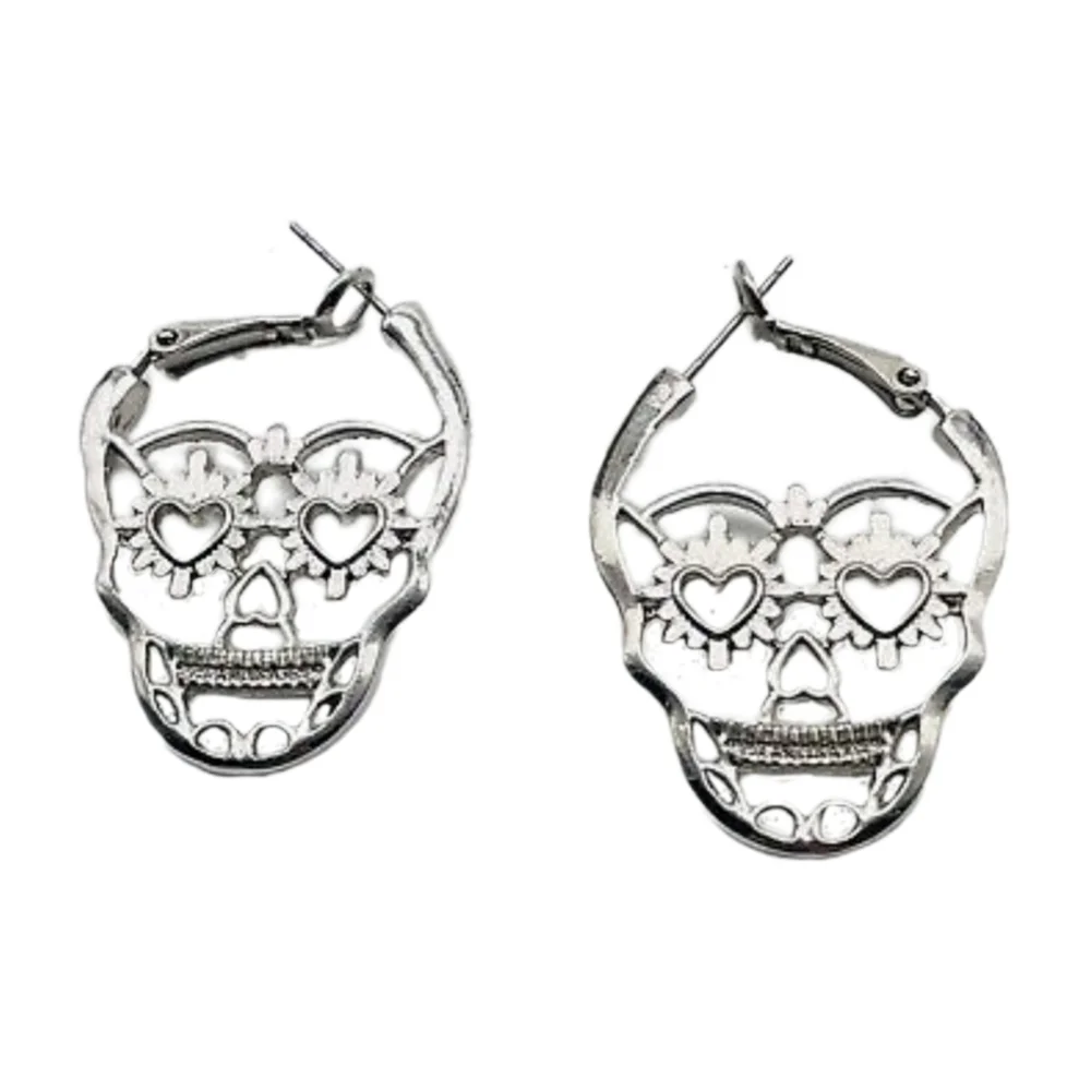 Skull Punk Hoop Earrings - Picture 12 of 16